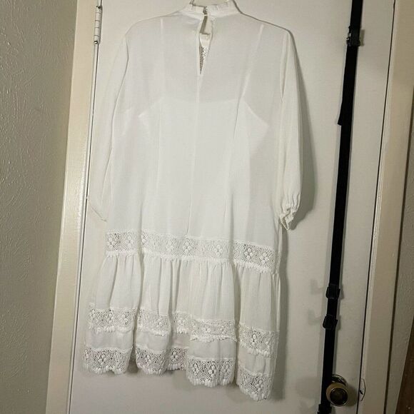 New York and company white lace boho tiered with slip dress size small - Picture 5 of 9